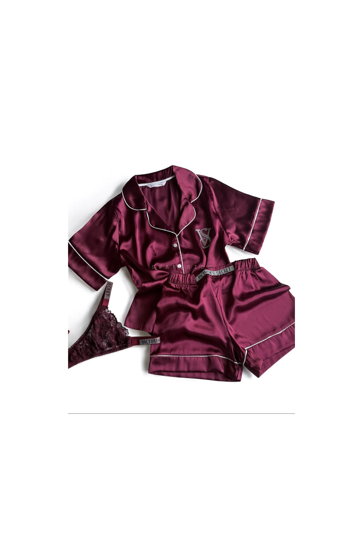 SB32- Bordo Işıltılı Saten...