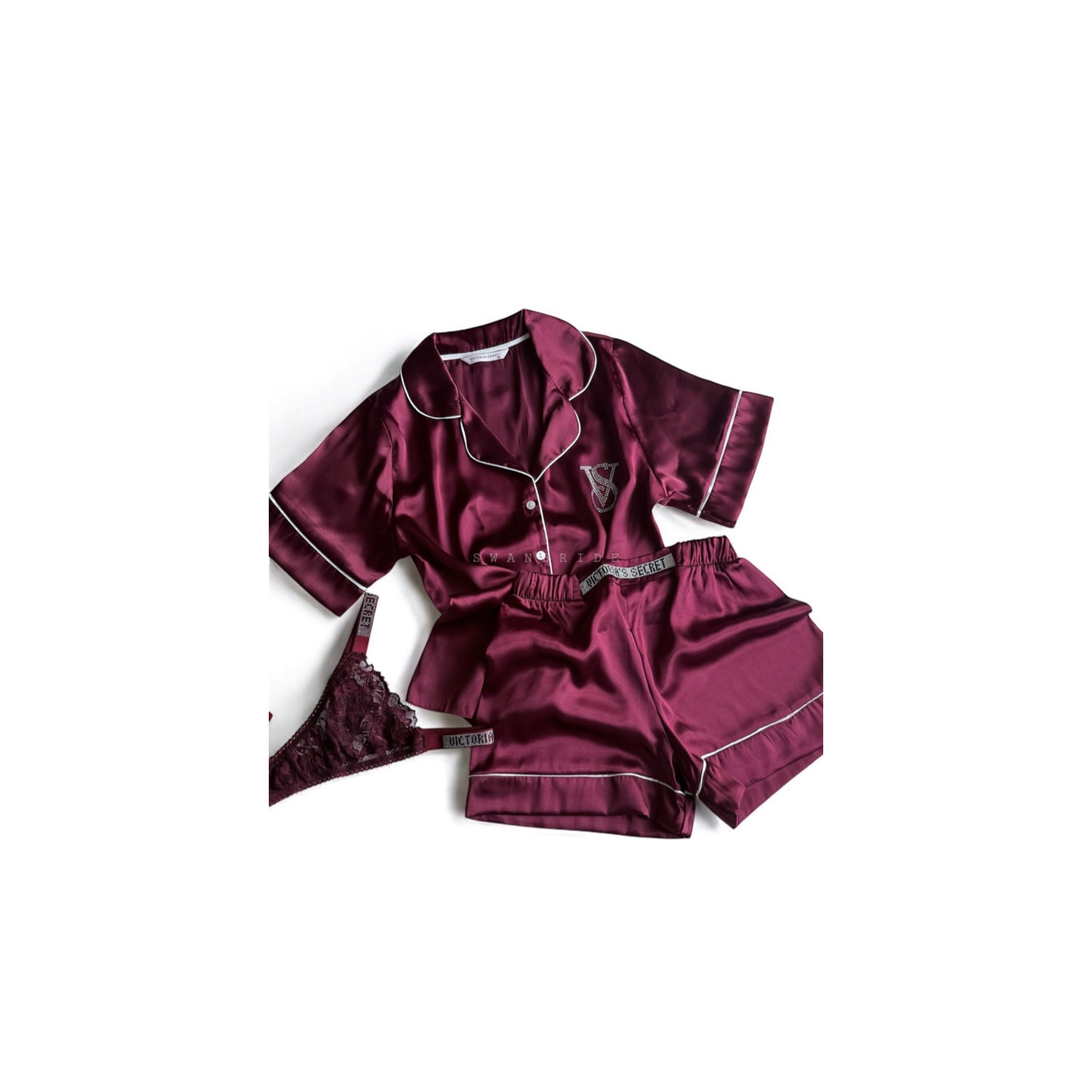 SB52- Bordo Işıltılı Kısa...